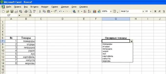 How to make a drop-down list in Excel