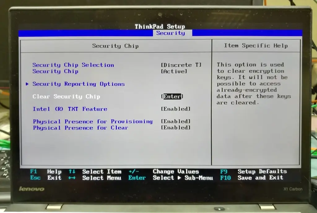 Clearing TPM Chip Memory