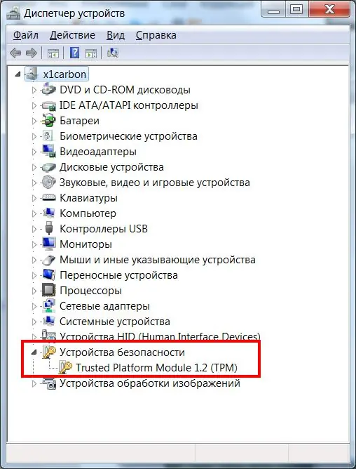 Windows Device Manager ішіндегі TPM чипі