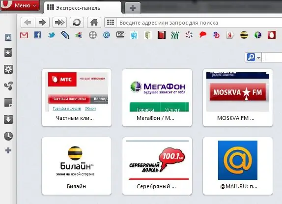 Express panel létrehozása az Operában