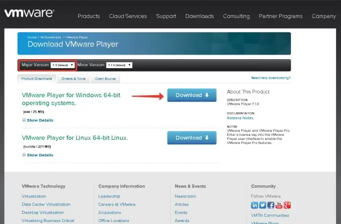 vmware player'ı indirin