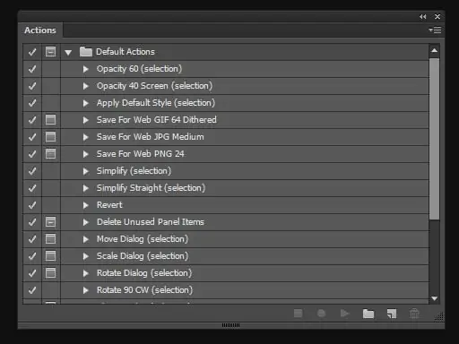 The Actions panel in Adobe Illustrator