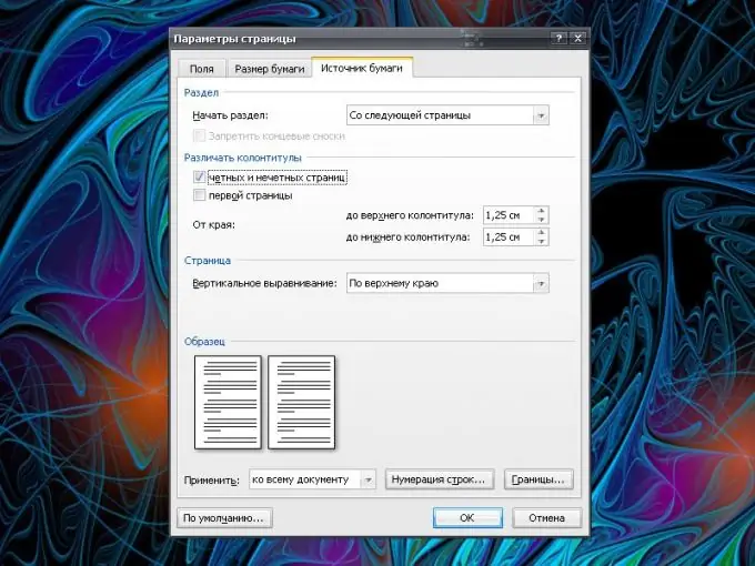 How to make different headers and footers