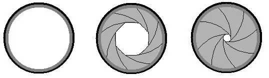 Diaphragm in different stages of opening / closing