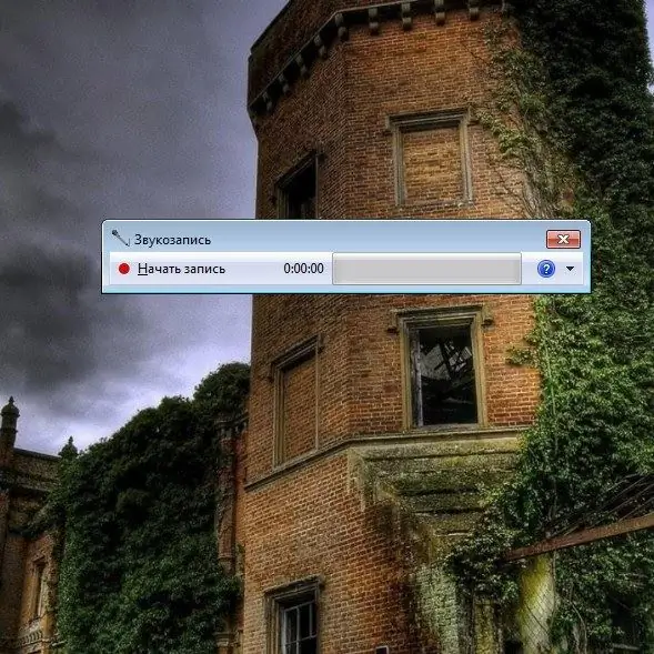 garso įrašymo langas „Windows 7“