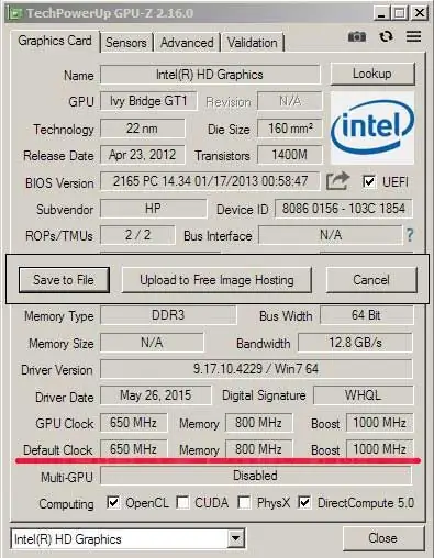 Checking the operating frequency of the video card