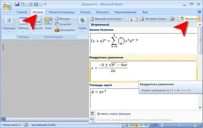 Comment taper des formules dans Word