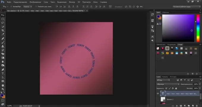 Cara menulis teks dalam bulatan di Photoshop