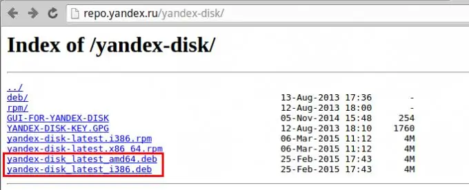 Preuzmite paket Yandex. Disk