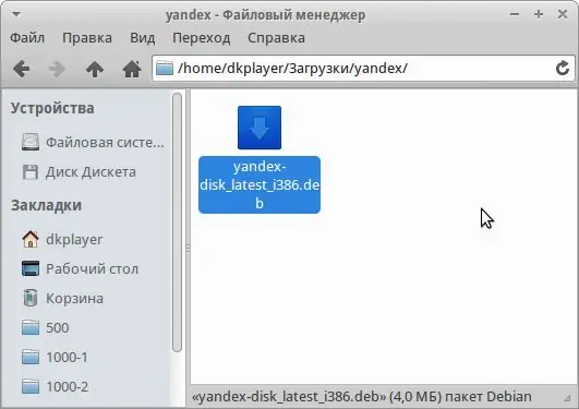 קובץ חבילת Deb Yandex. Disk