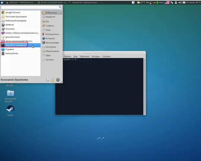 Spouštění emulátoru terminálu Xubuntu