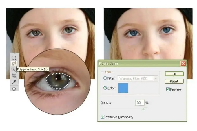Si të bëni sy blu në Photoshop