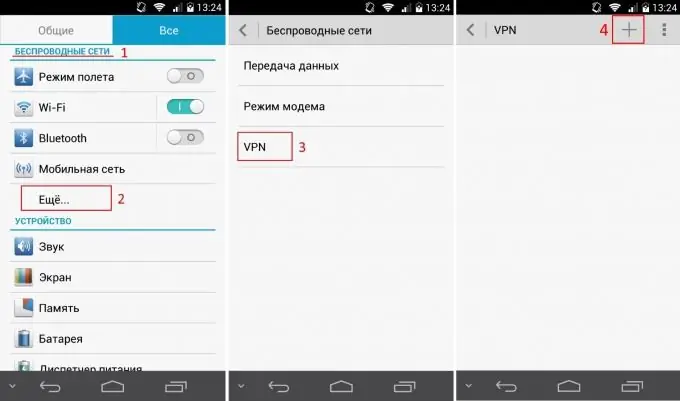 Otevření nastavení VPN na zařízení Android