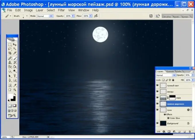 Come disegnare il chiaro di luna in Photoshop