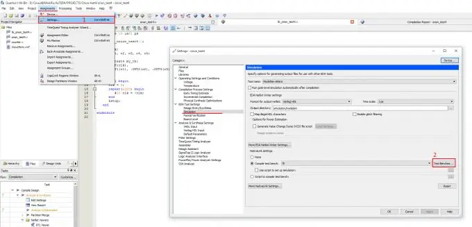 Setting simulation parameters