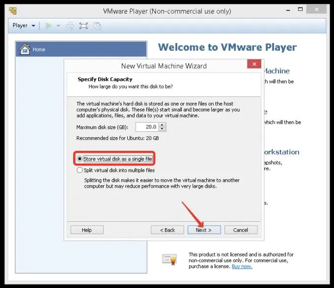 Virtual disk parametrlari