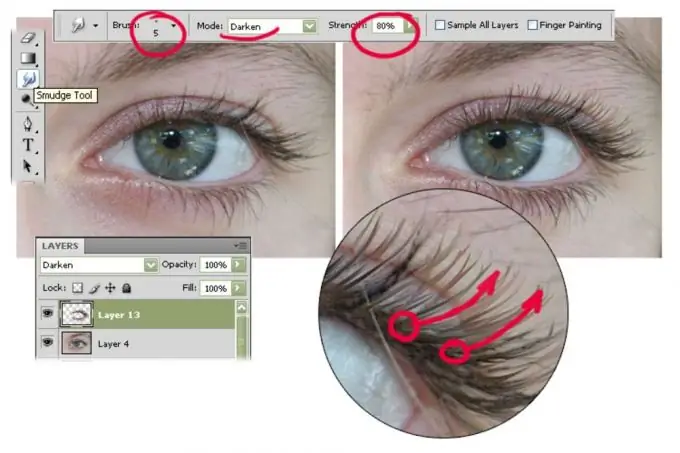 Wie man Wimpern in Photoshop macht